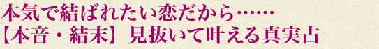 本気で結ばれたい恋だから……【本音・結末】見抜いて叶える真実占